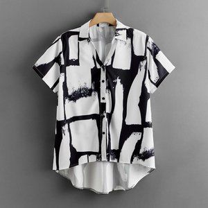 SHEIN Black and White Stroke High Low top, size 3X